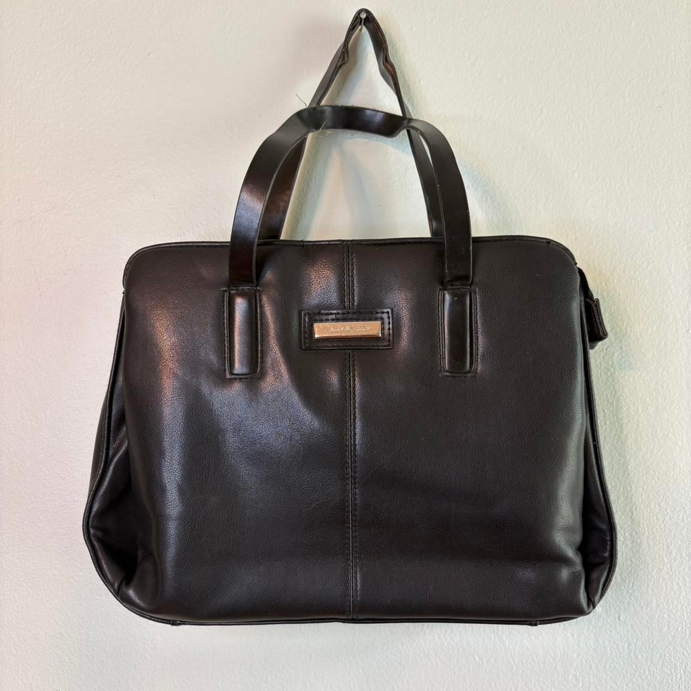 Frankie & Johnnie Black Carryall Tote Purse Organizer Bag Multi Pocket Handbag